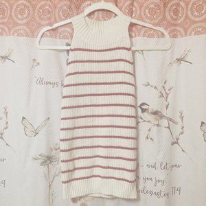 LOFT Women's Halter High Neck Knit Striped Sweater Size XXS